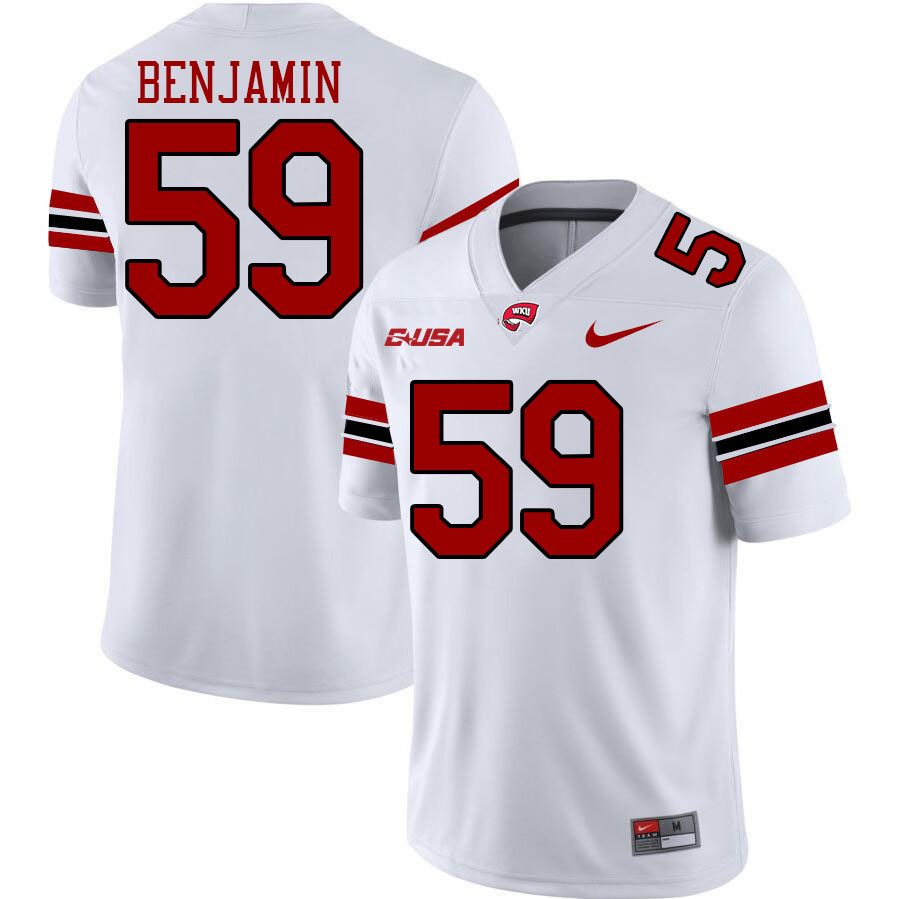 Western Kentucky Hilltoppers #59 Sebastian Benjamin College Football Jerseys Stitched Sale-White